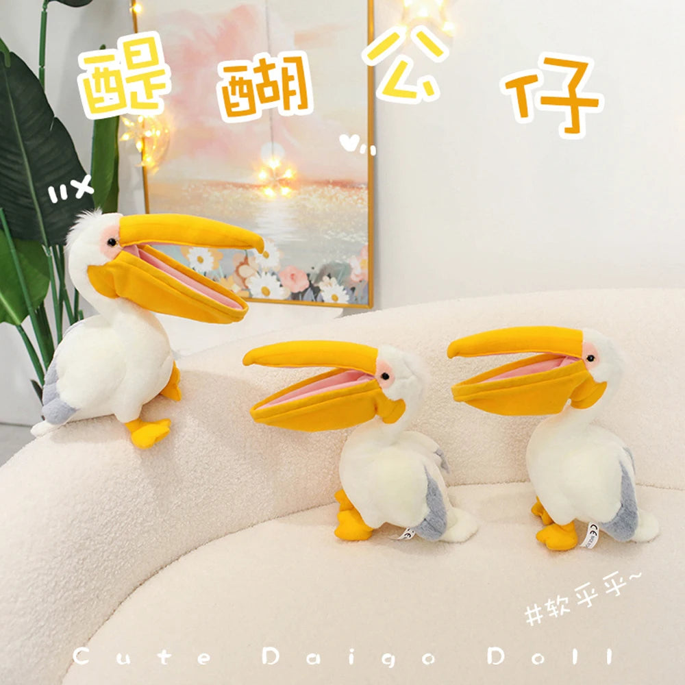 Cartoon Pelican Plush Toys Realistic White Pelican Stuffed Bird Animal Soft Dolls Promotional Cheap Christmas Birthday Gifts
