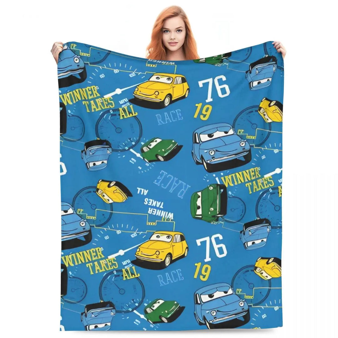 Life Is A Highway Lightning McQueen Flannel Blankets Cars Funny Throw Blankets for Bed Sofa Couch 200x150cm Rug Piece