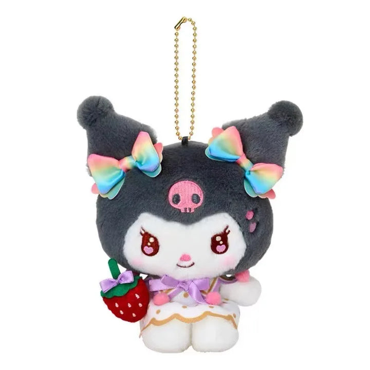 Kawaii Sanrio Hello Kitty Marrongcream Plush Toys Keychain 50Th Anniversary Strawberry News Series Kuromi Backpack Pendant Gift