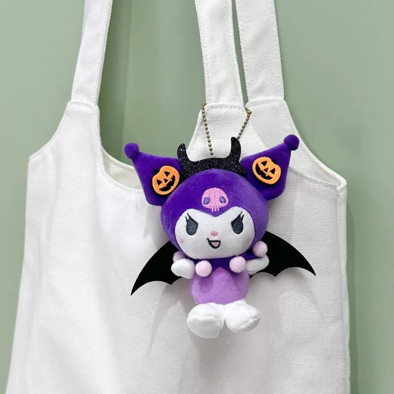 Sanrio Kuromi My Melody Keychain Cartoon Halloween Plush Toys Kawaii Hello Kitty Doll Backpack Pendant Decoration Holiday Gift