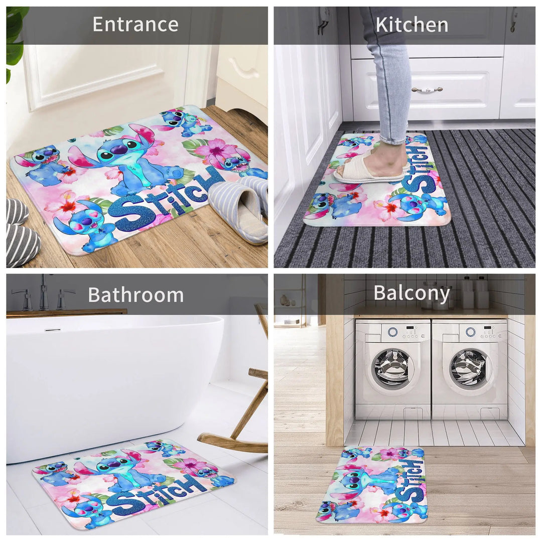Cute Funny Stitch Memory Foam Bathroom Rugs Ultra Soft Non-Slip  Carpet Bath Mat Water Absorbent for Kitchen Shower