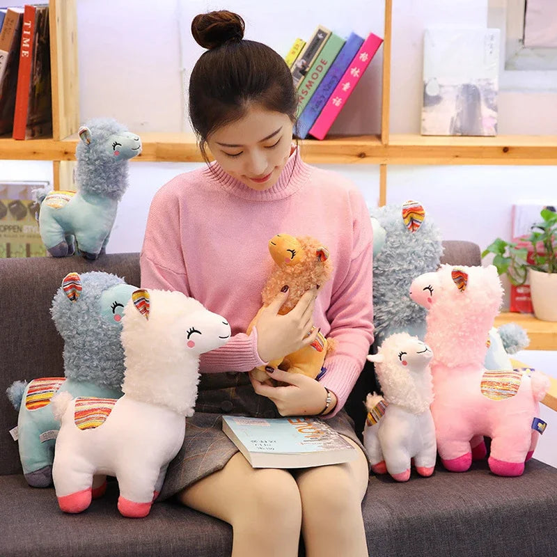 25cm Smile Alpaca Llama Plush Animals Toy Cute Stuffed Doll Household Throw Pillows Home Decoration Kids Toys Birthday Gifts