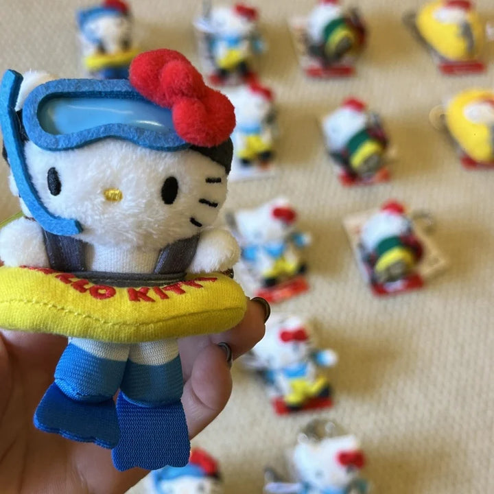 Sanrio Plush Keychain outdoor diving swimring series Cartoon Hello Kitty Plushies Toys Pendant Cute kuromi Doll  Holiday  gift