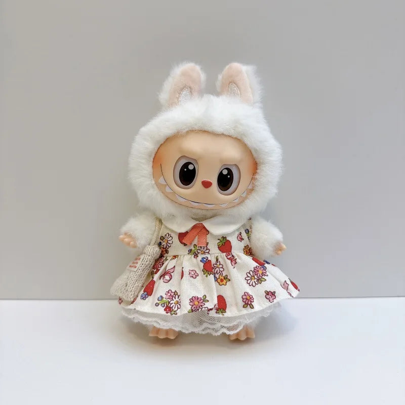 17cm Labubu Outfits 1-3 Gen Fit Cute Casual Labubu Clothes Party Dresses Doll Plush Costume for Halloween Decor