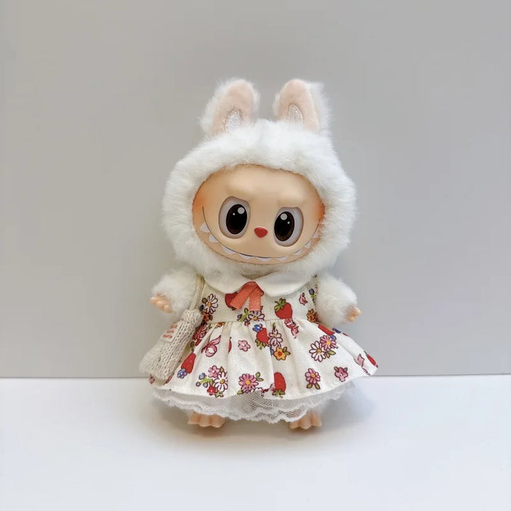 17cm Labubu Outfits 1-3 Gen Fit Cute Casual Labubu Clothes Party Dresses Doll Plush Costume for Halloween Decor