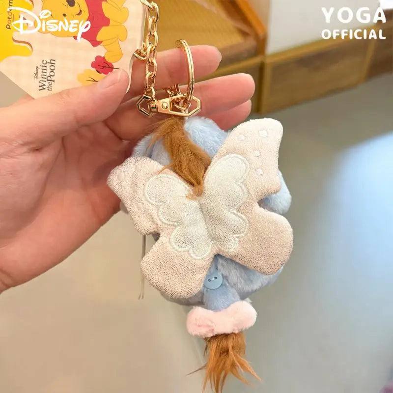 Kawaii Disney Pooh Bear Eeyore Plush Toy Keychain Cartoon Piglet Butterfly Fairy Accessories Backpack Pendant Girl Birthday Gift