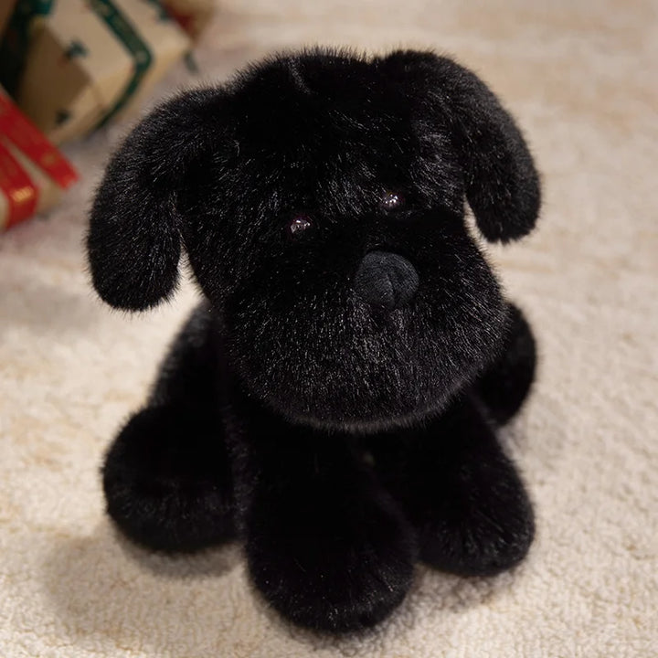 Cartoon Fluffy Sitting White Puppy Plush Toy Black Dog Stuffed Farm Animal Dolls Golden Dog Plushie Cuddle Gifts For Friends