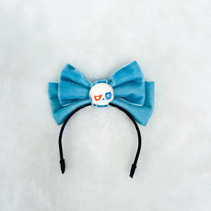 Doll Clothes Only 17cm/15cm Sitting Party Series 1-3 Labubu Leopard Print Dress with Velvet Skull Bow Hair Hoop Accessory Toy