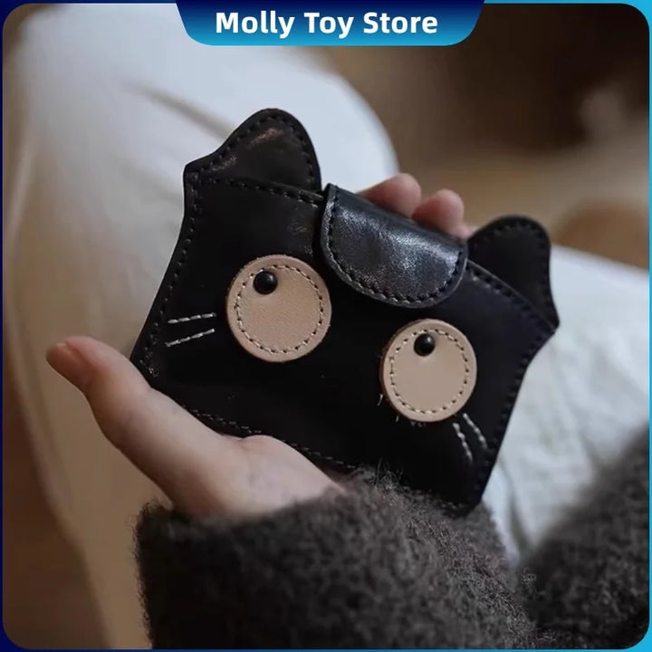 New Retro Cat Zero Wallet Mini Coin Storage Bag Cartoon Cute Id Card Sleeve Anti Loss Wear-Resistan Bank Card Bag Gifts