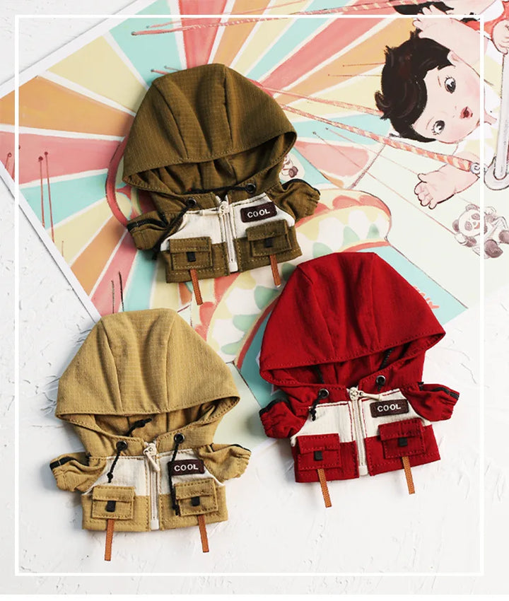 Clothes for 1st/2nd/3rd Gen Labubu Outfits Army Green Hoodie Set with Colorful Headphones Canvas Shoes & Glasses Doll Clothes