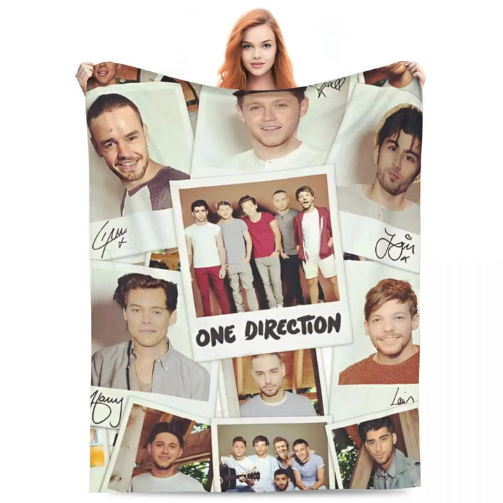 One-Direction Rock 1D Combinatio Blanket Velvet Spring Autumn Breathable Lightweight Throw Blanket for Bed Travel Bedspreads