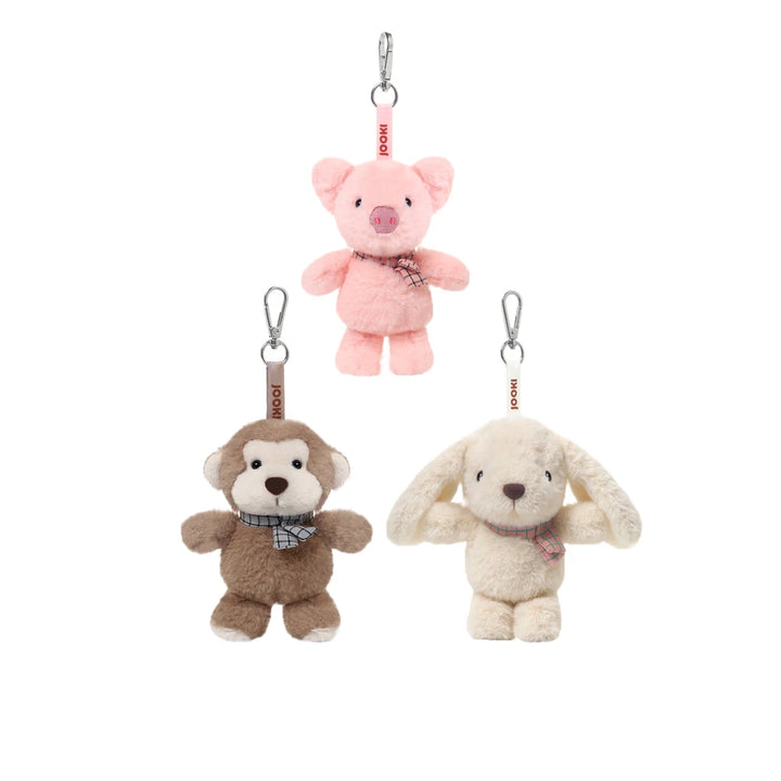 Pink Pig Stuffed Farm Animal Keychain White Sheep Plush Key Ring Holder Small Monkey Soft Dolls Pendants Bag Accessory Fun Gifts