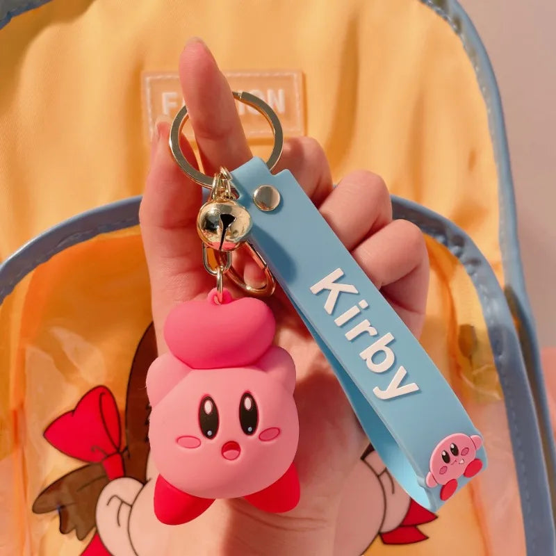 Cartoon ‌Kirby‌keychain Pendant Back Packaging Ornament Creative Car Key Chain Cute Children Toys Boys and Girls Christmas Gifts