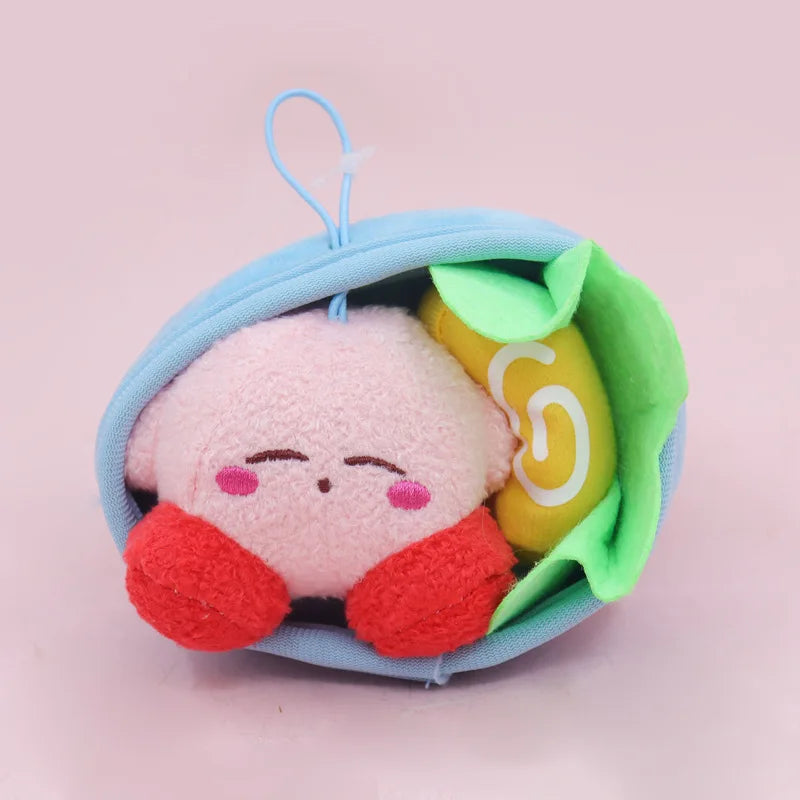 Anime Star Kirby Costume Plush Doll Keychain Bento Hamburger Series Stretchable Doll Kawaii Backpack Hang Pendant  Birthday Gift