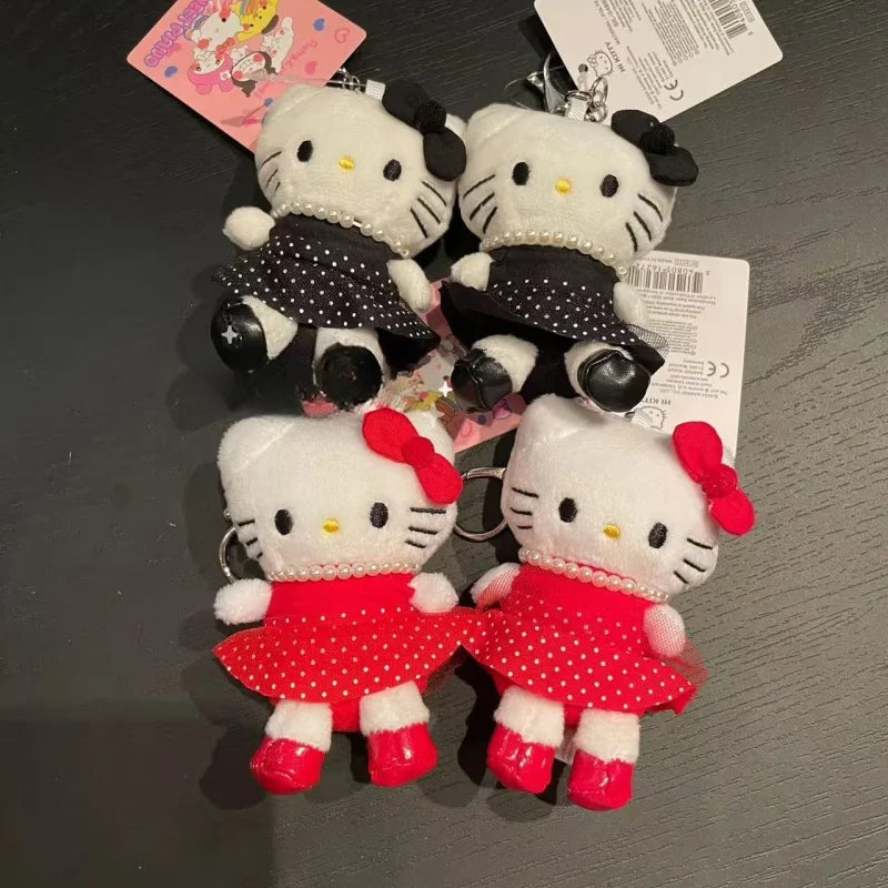 NEW Sanrio Polka Dot collection hello kitty plush toy pendant  Pearl  Black Red Skirt ME series KT cat backpack charm Girl Gift