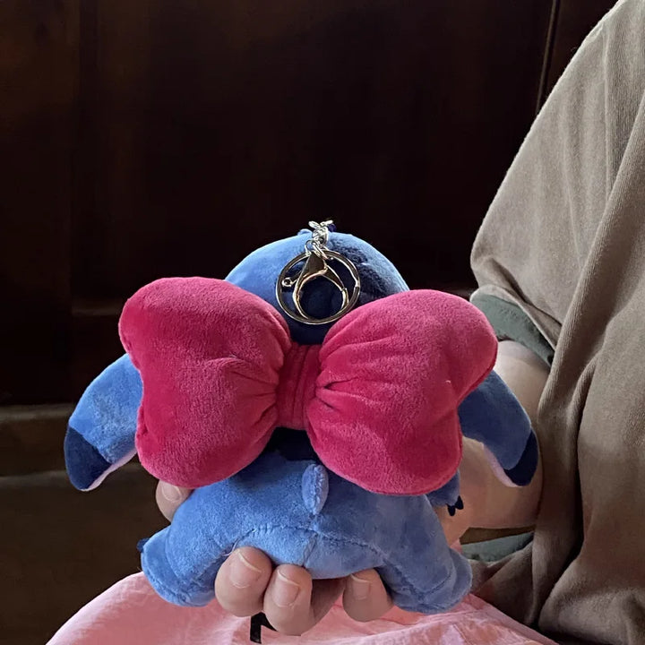 Kawaii Disney Lilo&stitch Bow Cartoon Cute Plush Toys Backpack Keychain Peripherals Doll Girls and Boys Birthday Creative Gift