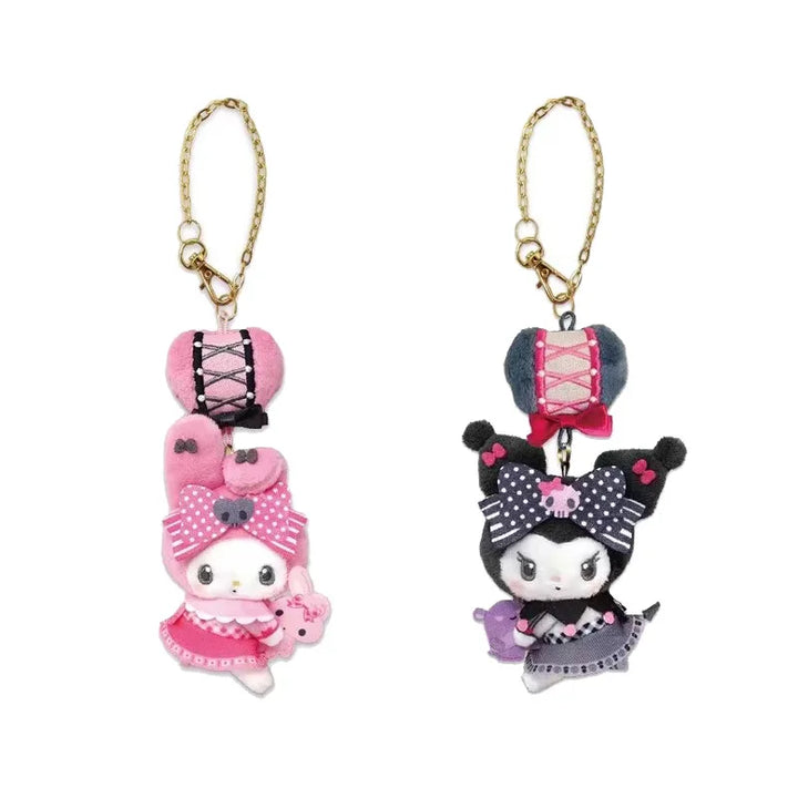 Sanrio Kuromi My Melody Plush Toys Kawaii Keychain Cartoon Decorative Stuffed Doll Backpack Pendant Creative Girl Birthday Gift