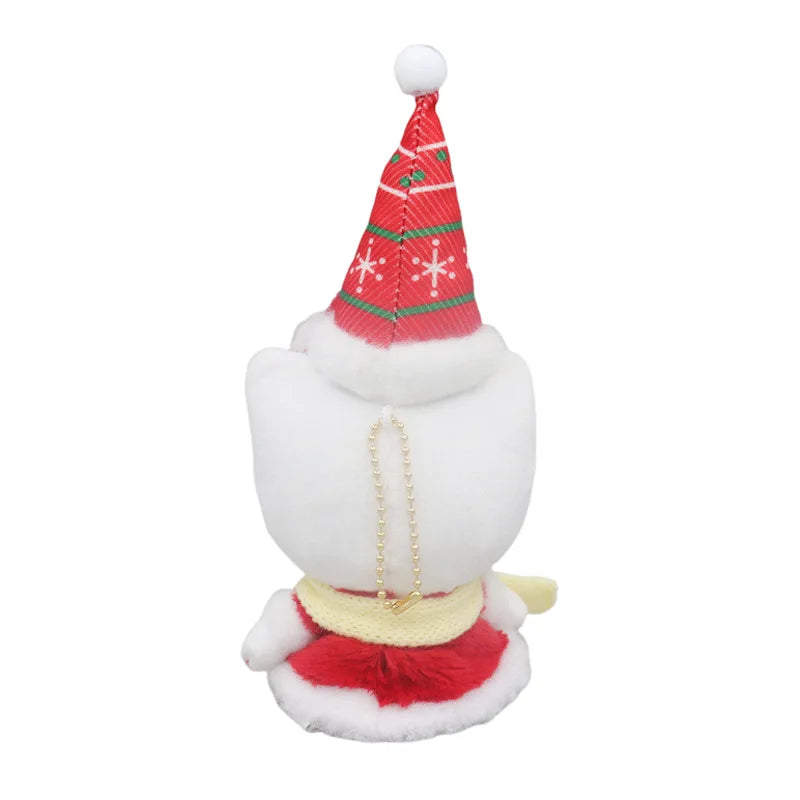 Kawaii Sanrio My Melody Hello Kitty Christmas Hat Scarf Plush Backpack Pendant Stuffed Doll Keychain Decoration Birthday Gift