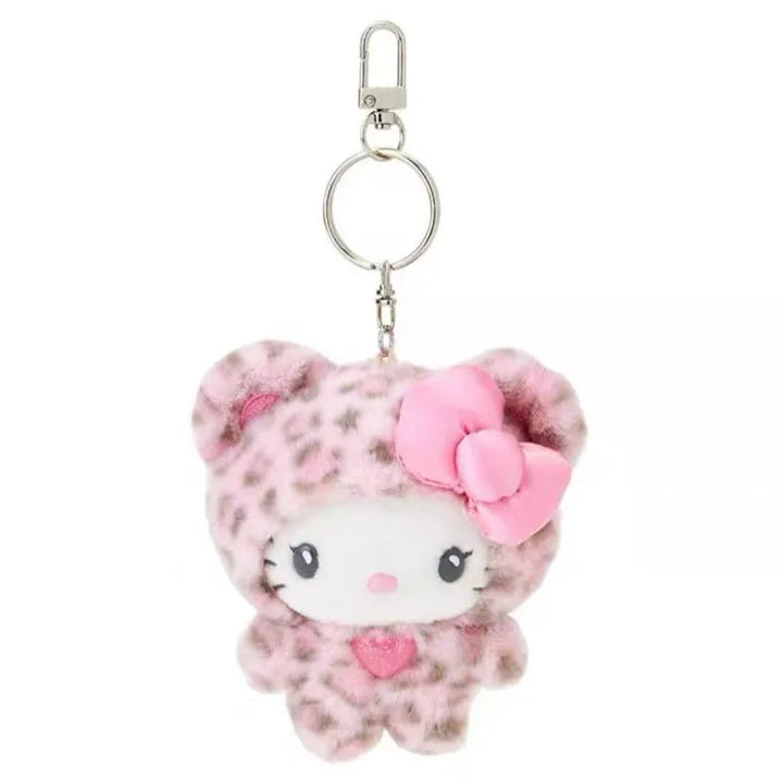 Kawaii Sanrio Cinnamoroll Hello Kitty Leopard Print Kuromi Plush Toys Keychain Backpack Pendant Decoration Girls Birthday Gift