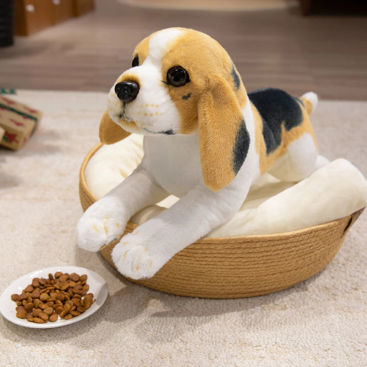 Lifelike Dog Plush Toy Fluffy Stuffed Animals Beagle Soft Doll Real-life 50cm Dog Home Decor Kid Toy Birthday Gift for Dog Lover