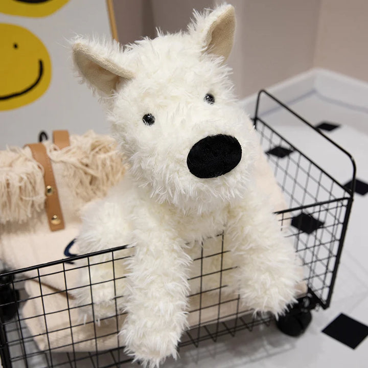 Lifelike Plush West Highland White Terrier Toy Fluffy Real-life Stuffed Animals Dog Soft Doll Kids Toy Birthday Gift