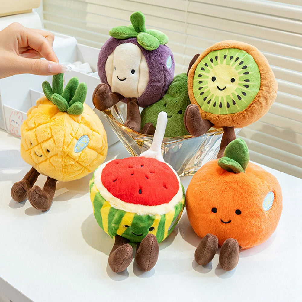 Cartoon Kiwi Fruit Plush Toys Squishy Mangosteen Soft Dolls Pineapple Durian Stuffed Toys Watermelon Plushie Pitaya Pear Orange