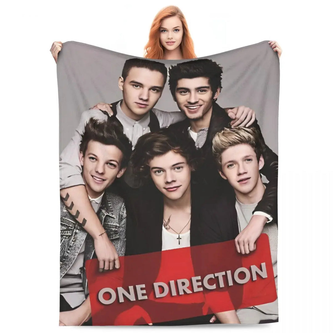 One-Direction Rock 1D Combinatio Blanket Velvet Spring Autumn Breathable Lightweight Throw Blanket for Bed Travel Bedspreads