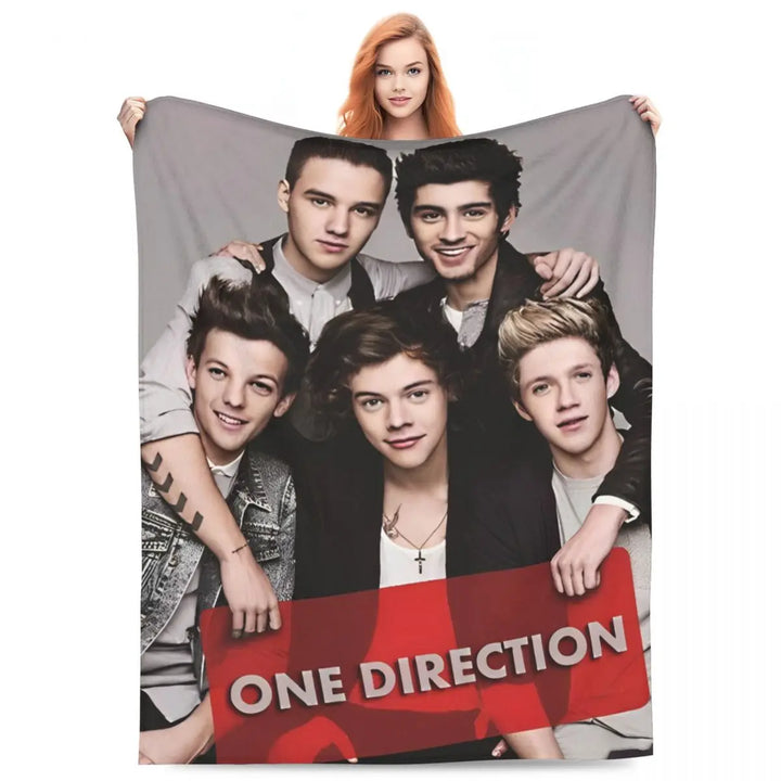 One-Direction Rock 1D Combinatio Blanket Velvet Spring Autumn Breathable Lightweight Throw Blanket for Bed Travel Bedspreads