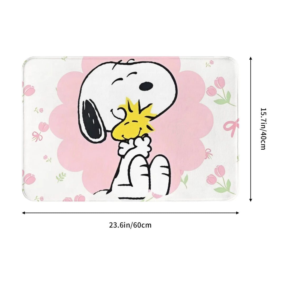 Snoopy  Floral Encounter Memory Foam Bath Mat Rug Non-Slip Quick Dry  Bathroom Floor Rugs Carpet For Bath Shower Tub