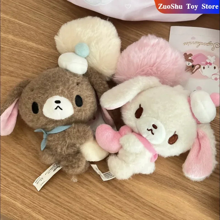 NEW Sugarbunnies Mascot Plush Keychain Shirousa Kurousa With Heart Cute Keychains Chain Keyring Keyholder Bag Pendant Toy Doll