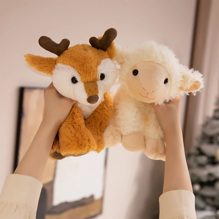 20cm Realistic Reindeer Plush Toys Deer Stuffed Forest Animal White Goat Soft Dolls Lifelike Bull Plush Toys Lamb Horse Plushie