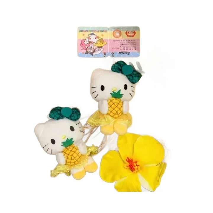 New Cute Hellokittys Plush Toy Doll Bag Pendant summer pineapple skirt series Sanrios backpack charm Kittys Keychain girl Gift