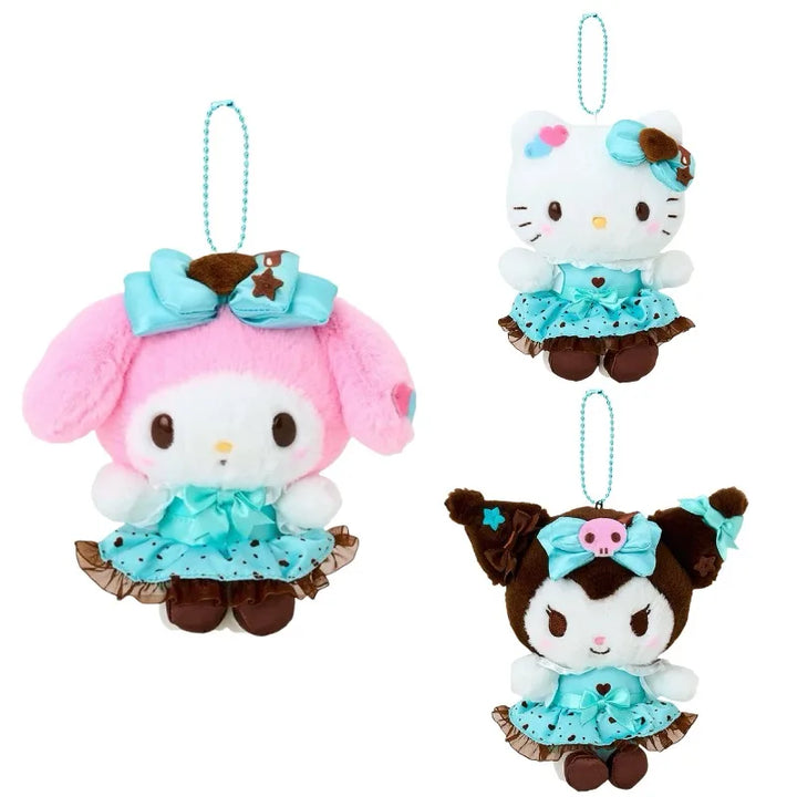 Sanrio My Melody Hello Kitty Plush Toys mint chocolate series kuromi Keychain Bag Pendant Soft Stuffed Doll Accessories Gift
