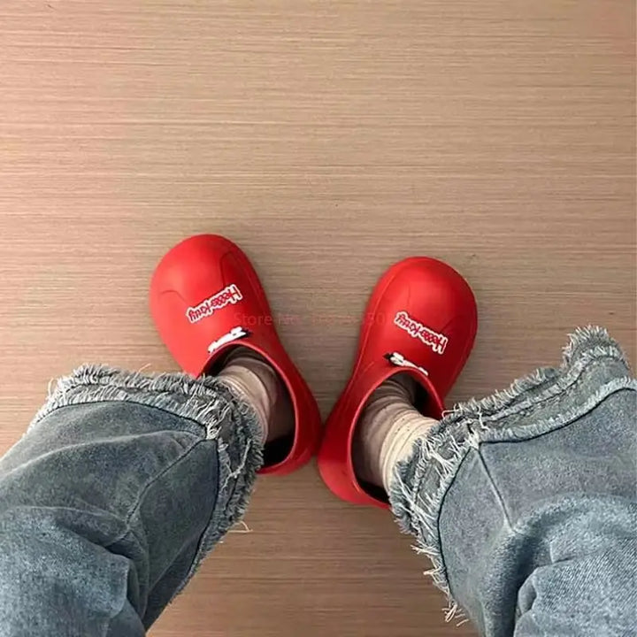 Kawaii Hellokitty Periphery Rain Shoes Cartoon Cute Wear Boots Outside Waterproof Rain Shoes New Versatile Student Thick Bottom