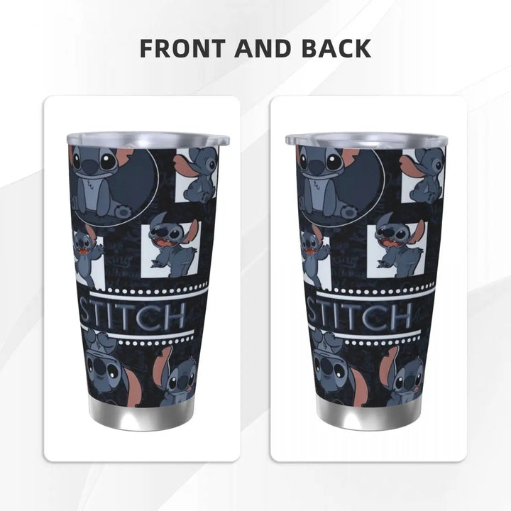 Lilo And Stitch Cartoon Insulated Tumbler with Lid Stainless Steel Coffee Mugs Office Home Thermos Bottle Cups, 20oz
