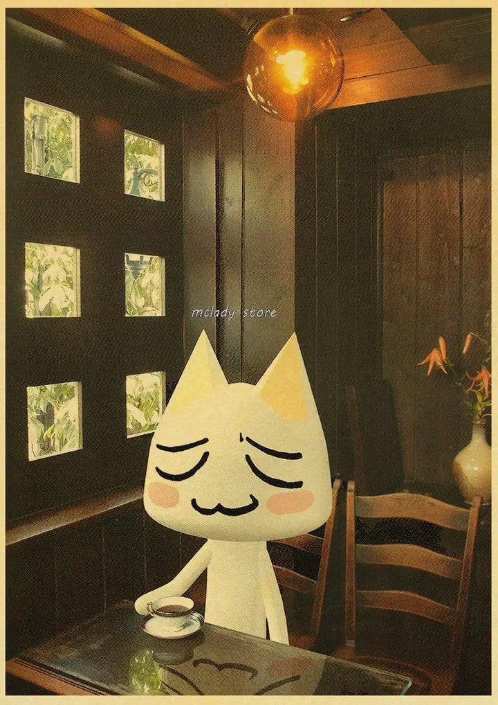 Inoue toro CUTE Cat Poster Home Room Decoration Kraft Paper Poster Game Drawing Wall Art Good Quality Wall Stickers