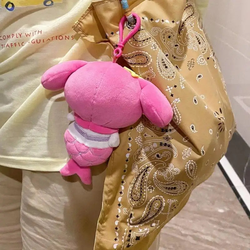 Sanrio My Melody Plush Toy Kawaii Cartoon Mermaid Keychain Soft Stuffed Doll Backpack Pendant Accessories Children Birthday Gift
