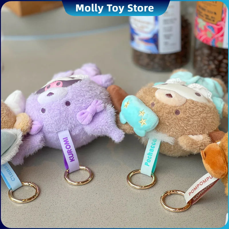 Sanrio Latte Baby Vinyl Plush Doll Cartoon Keychain Charm Keychain Anime Kawaii Women Bag Keychains Mascot Keyring Keyholder