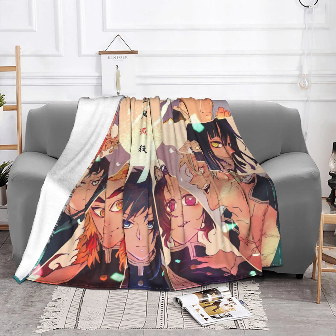 Demon Slayer Japanese Anime Blankets Coral Fleece Plush All Season Portable Soft Throw Blanket for Home Travel Bedding Throws