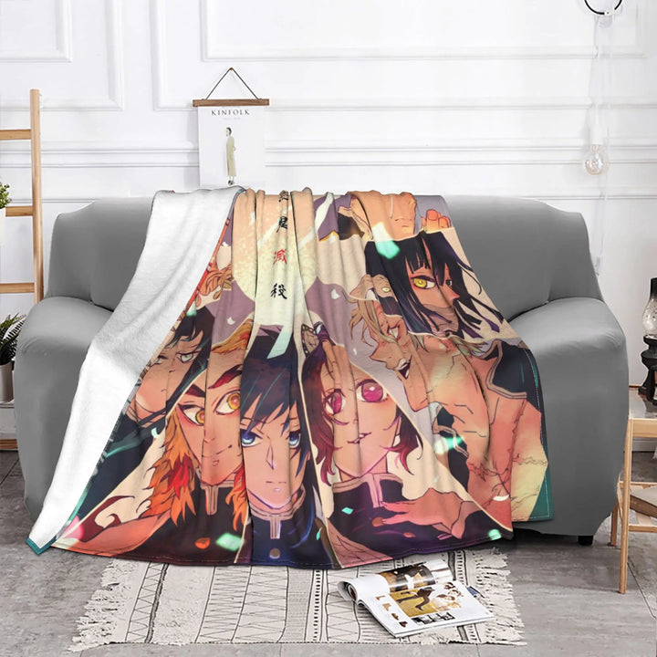 Demon Slayer Japanese Anime Blankets Coral Fleece Plush All Season Portable Soft Throw Blanket for Home Travel Bedding Throws