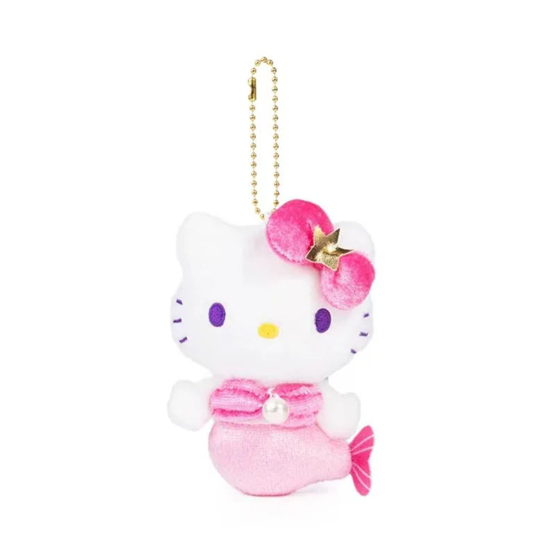 Kawaii Sanrio Hello Kitty 50Th Anniversary Mermaid Rainbow Plush Toys Backpack Pendant Accessories Keychain Doll Christmas Gift