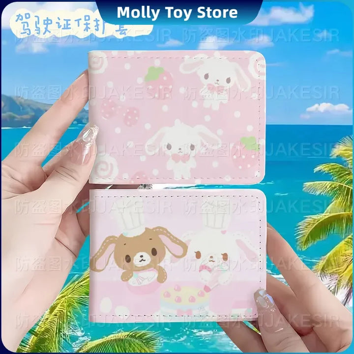 Kawaii Sugarbunnies Driver'S License Protective Leather Cover Cartoon Cute Id Card Sleeve Anti Loss Wear-Resistant Girls Gifts