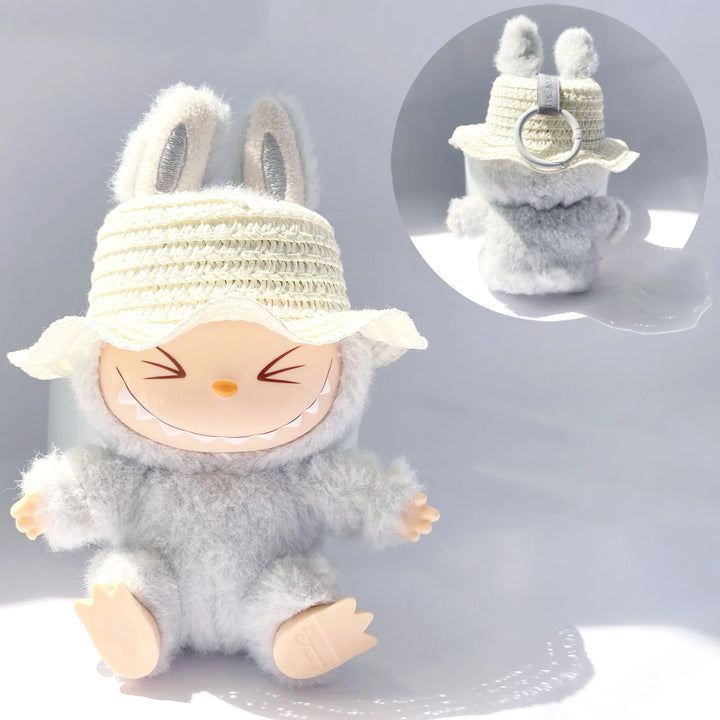 15cm/17cm Rab Doll Hat Headwear Leaky Ears Straw Hat Accessories Lace Wave Sunshade Hat Cute Hat Dressing