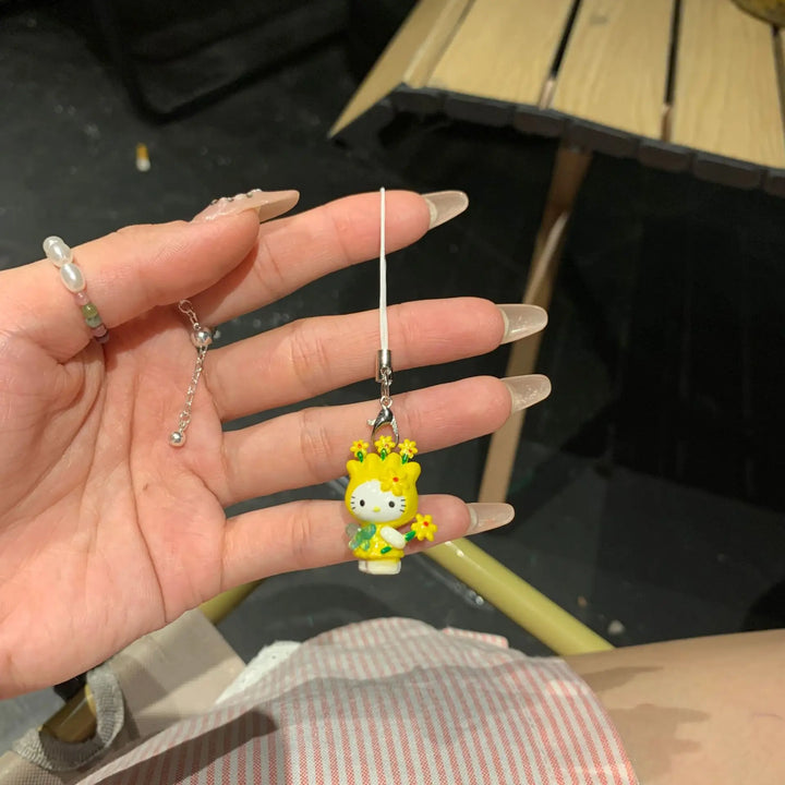 Kawaii Sanrio Hello Kitty Leopard Print Phone Case Keychain Bag Ccd Camera Pendant Creative Peripheral Holiday Gift Accessories