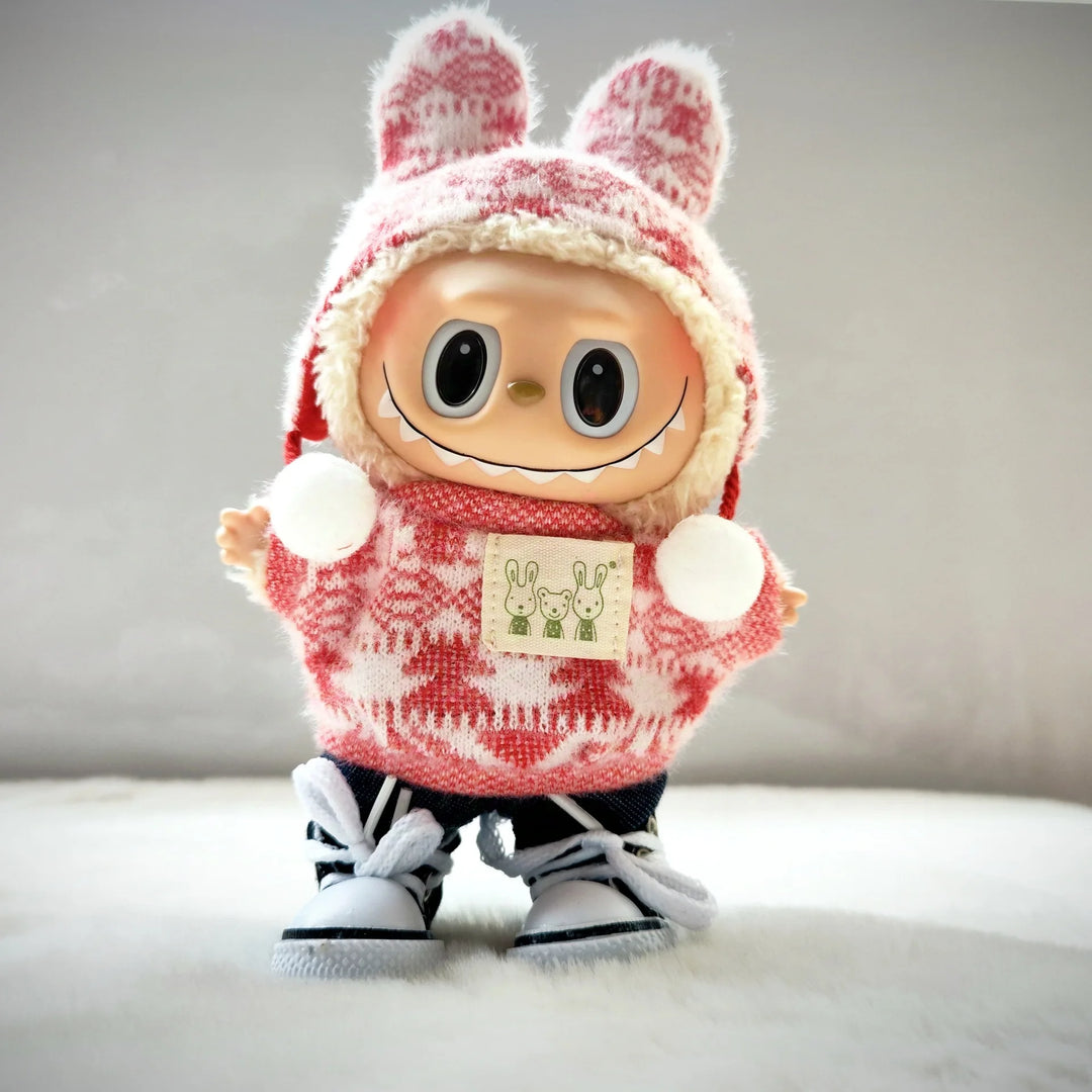 15cm/17cm Plush Doll Pullcloth Clothing Lila Rabbit Jacquard Shirt Set First And Second Generation DIY Gifts