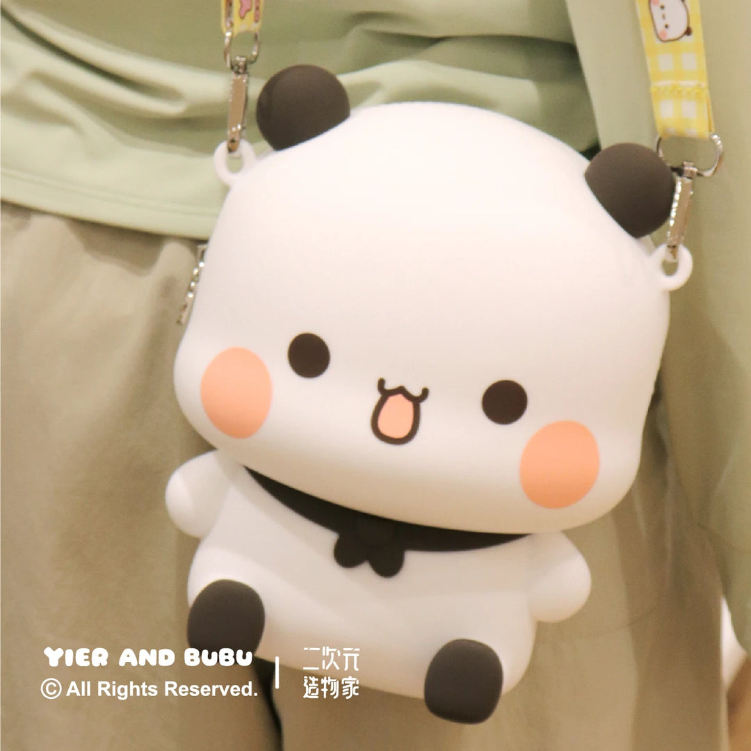 Original Panda Bubu & Yier Silicone Crossbody Bag Leisure Messenger Bag For Couples Mobile Phone Cover Toy Figure Accessory