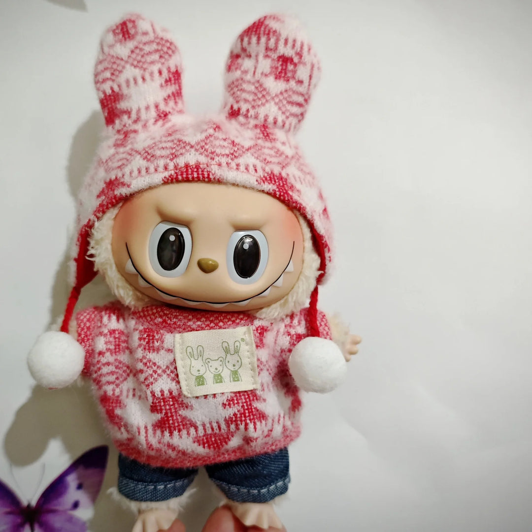 15cm/17cm Plush Doll Pullcloth Clothing Lila Rabbit Jacquard Shirt Set First And Second Generation DIY Gifts