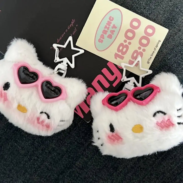 Sanrio Hello Kitty Kawaii Shy Sunglasses Kt Cat Plush Toys Bag Pendant Y2K Cartoon Keychain Friends Birthday Christmas Gifts