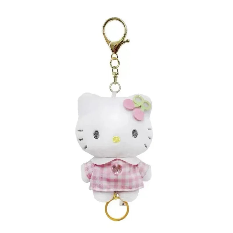 Sanrio Hello Kitty Angel Nurse Plush Toys Kawaii Telescopic Keychain Backpack Pendant Accessories Girls Festival Theme Gifts