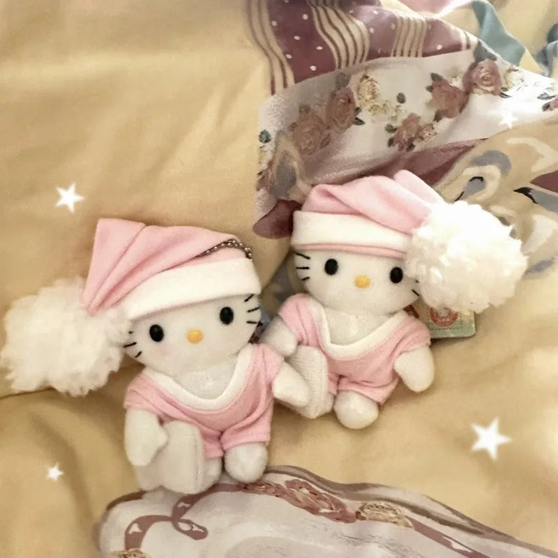 8cm kawaii Sanrio Plush Keychain Hello Kitty Plushie Pink Pajama Baby Series Kawaii Bag Pendant kuromi Soft Stuff Accessories